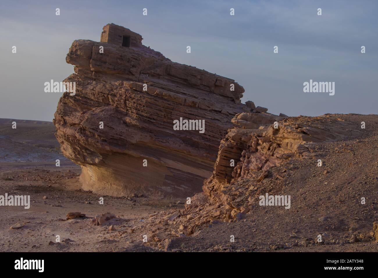 David Robert's rock.. An ancient watch. Tower commanding the valley of El Ghor Stock Photo