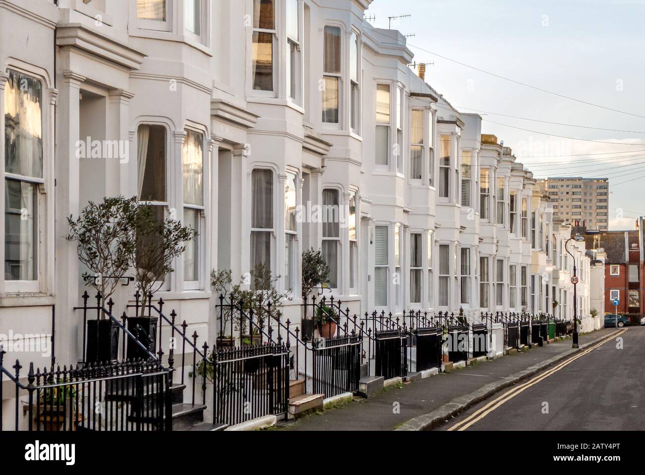 Terraced housing in Kemptown, Brighton Stock Photo Alamy