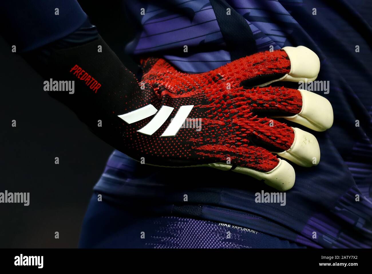 Tottenham Hotspur Stadium, London, UK. 5th Feb, 2020. English FA Cup  Football, Tottenham Hotspur versus Southampton; A detailed view of the  gloves worn by Paulo Gazzaniga of Tottenham Hotspur - Strictly Editorial