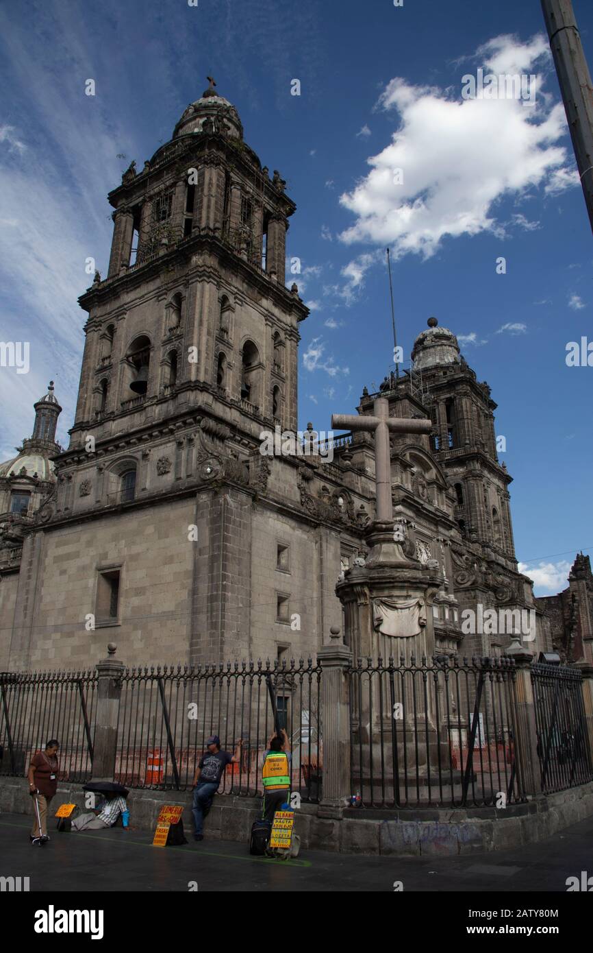 Metropolitan Cathedral of the Assumption of Mary,  Mexico City Catedral Metropolitana de la Asunción de María Plaza de la Constitución Mexico City Stock Photo