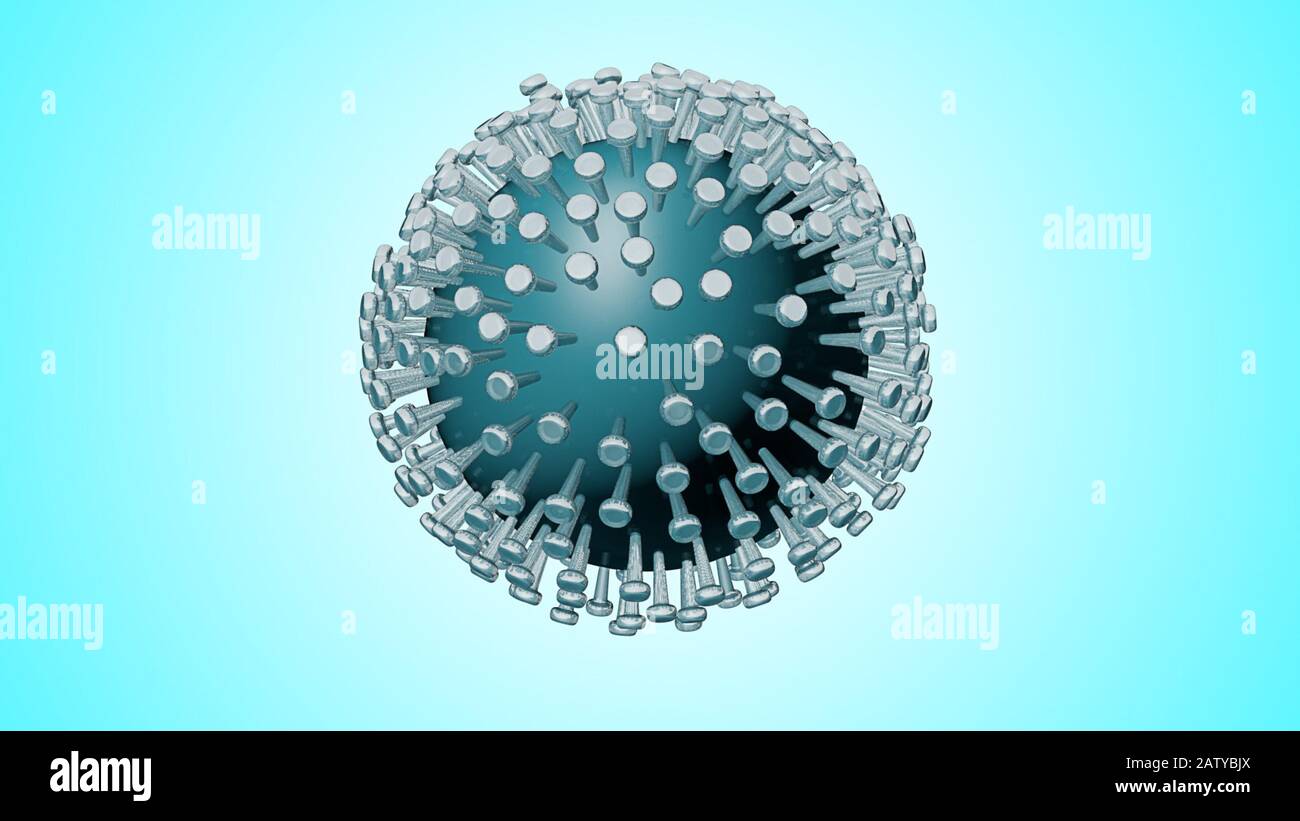 Coronavirus virus 3d CGI render blue background Stock Photo