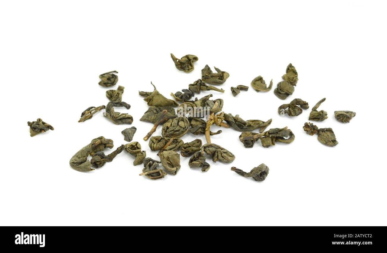 Dry green tea isolated on white background Stock Photo Alamy