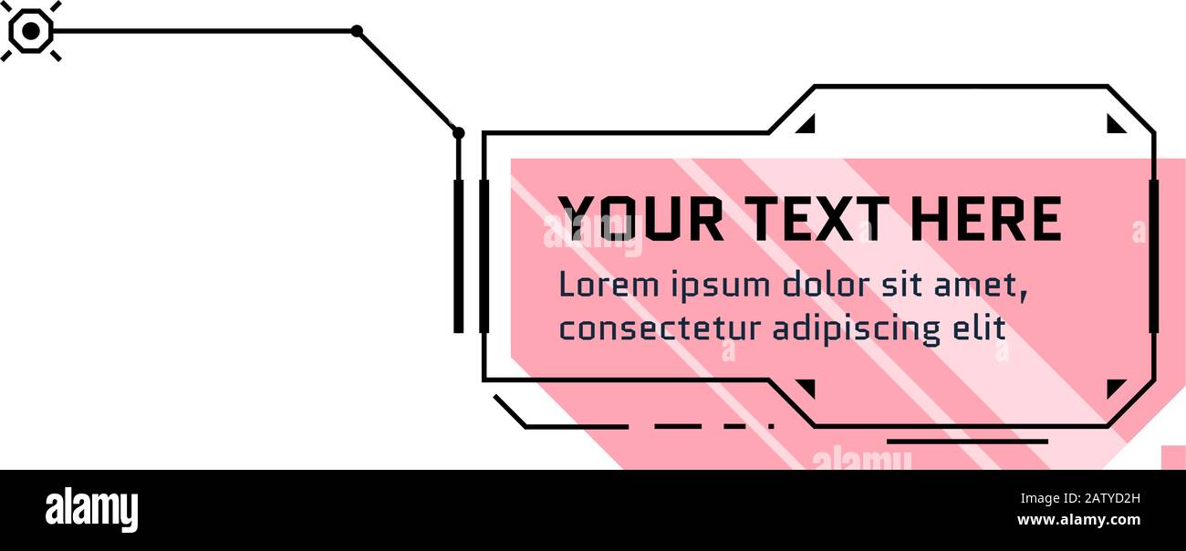 HUD futuristic style callout title. Infographic call out box bar and modern digital info frame layout template. Interface UI and GUI pink textbox element. Vector isotated illustration Stock Vector