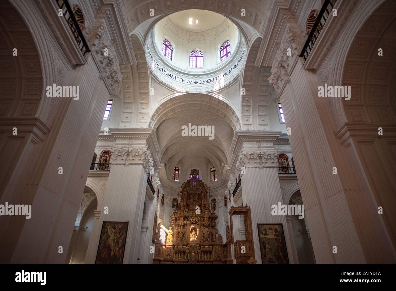 Old Goa, India - February 26, 2018: Main nave of the Church of St. Cajetan, with no people Stock Photo