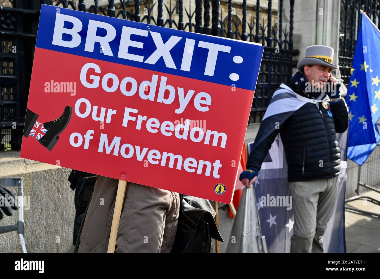 Steve Bray. Pro European Union Demonstration, Houses of Parliament, Westminster, London. UK Stock Photo