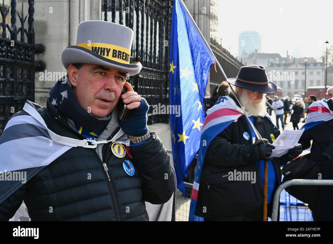 Steve Bray. Pro European Union Demonstration, Houses of Parliament, Westminster, London. UK Stock Photo