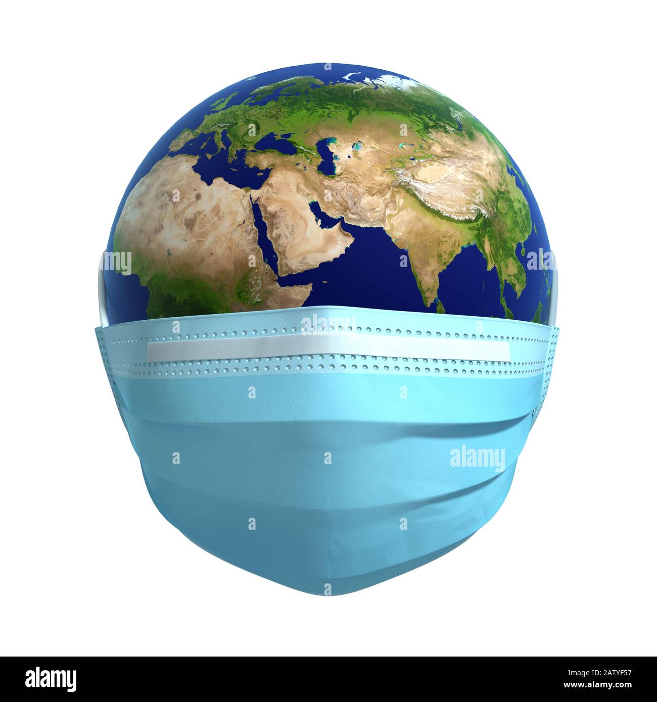 Earth In Medical Mask. Concept Of Coronavirus Protection Stock Photo