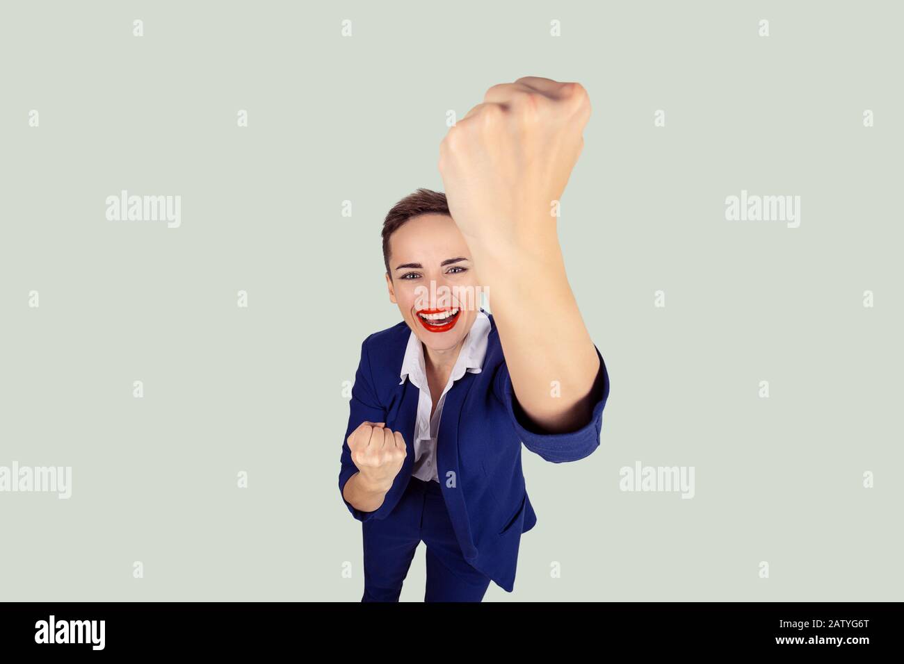 Woman fist pump hi-res stock photography and images - Alamy