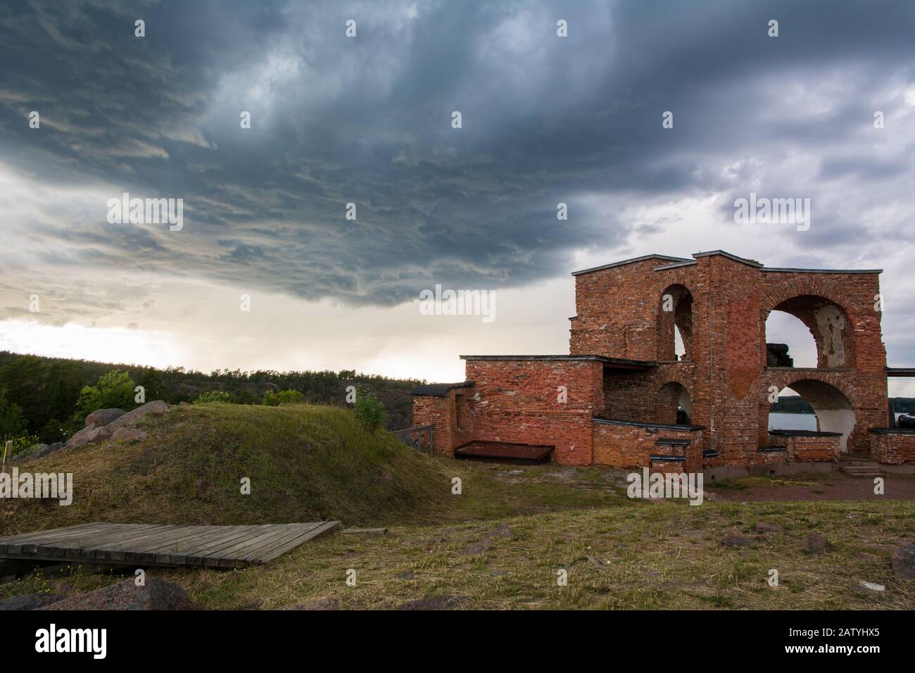 The castle of bomarsund on the Aland Islands, northern Baltic Sea, Finland. The castle was build by the Russians in 1830. Stock Photo