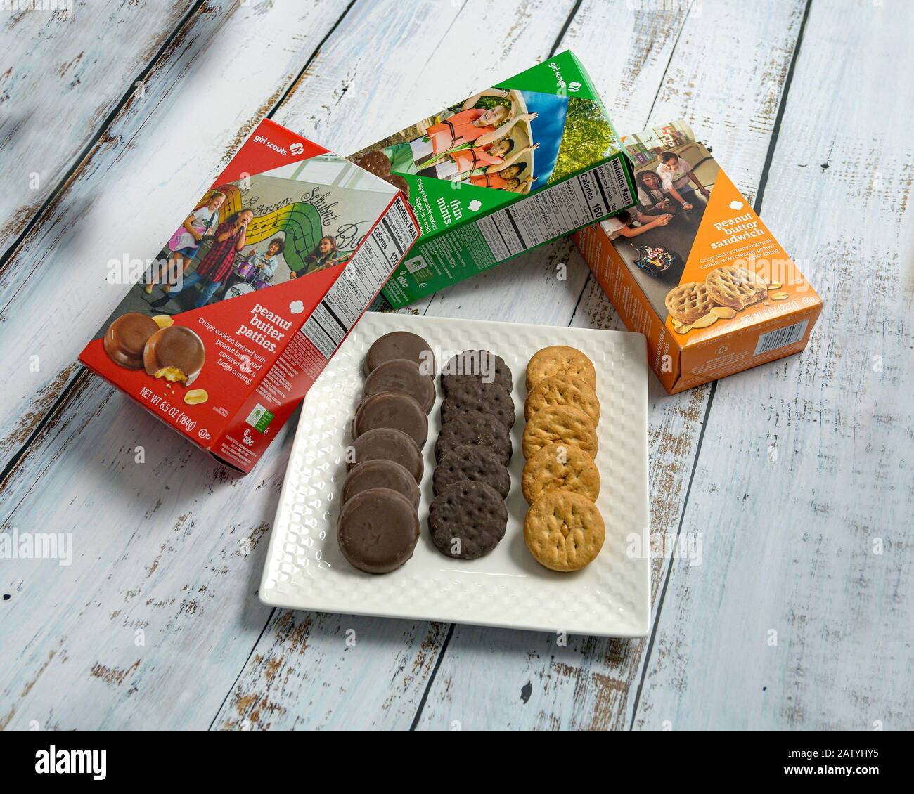 Girl scout cookies Stock Photo