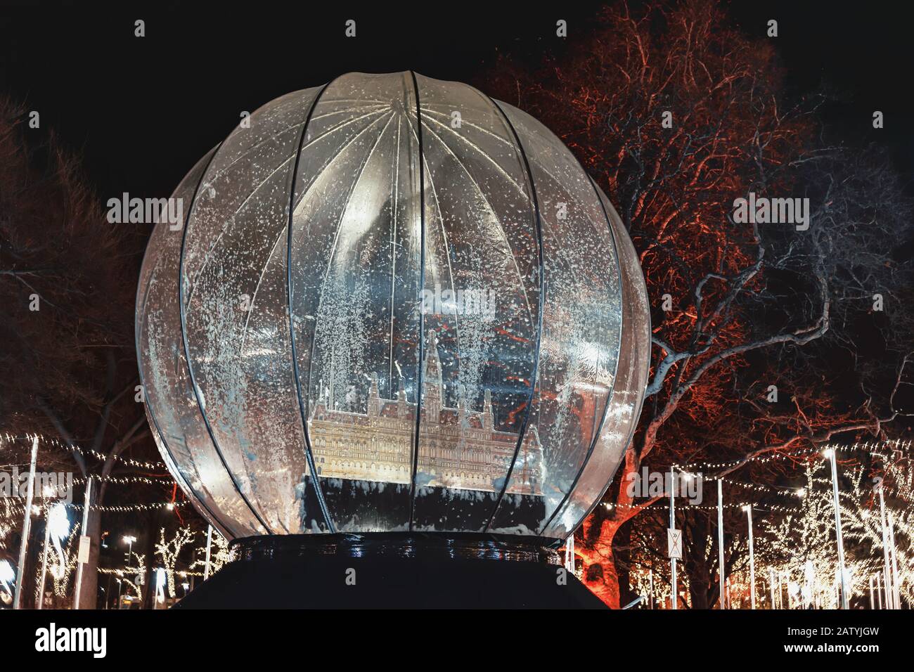 Big Snow globe with miniature Vienna City Hall in christmas market Austria Stock Photo Alamy