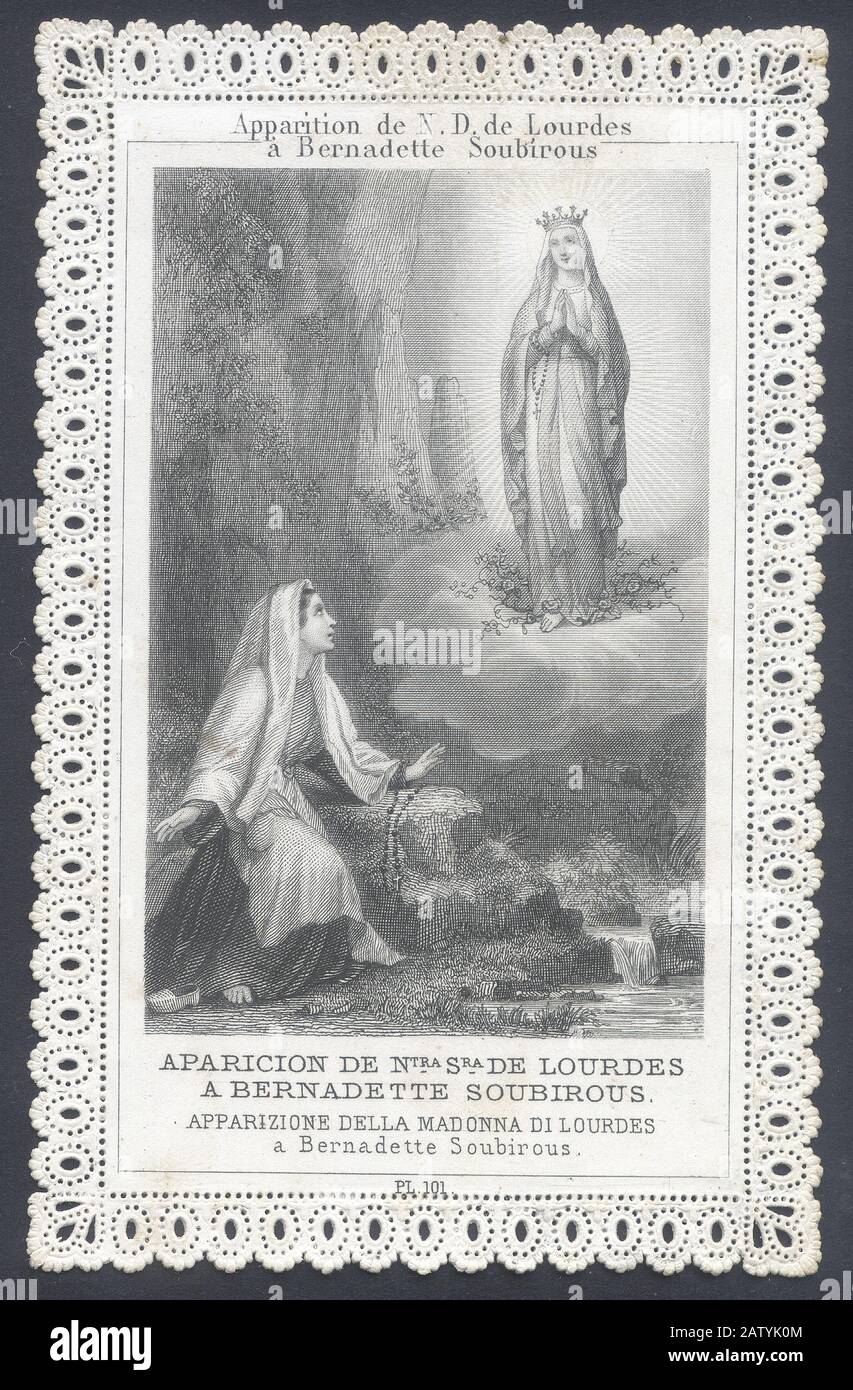 The french Saint  BERNADETTE  SOUBIROUS  ( Lourdes 1844 - Nevers 1879 ) , canonized from 1933 after the 1858 Hour Lady of Lourdes apparitions ( tradit Stock Photo