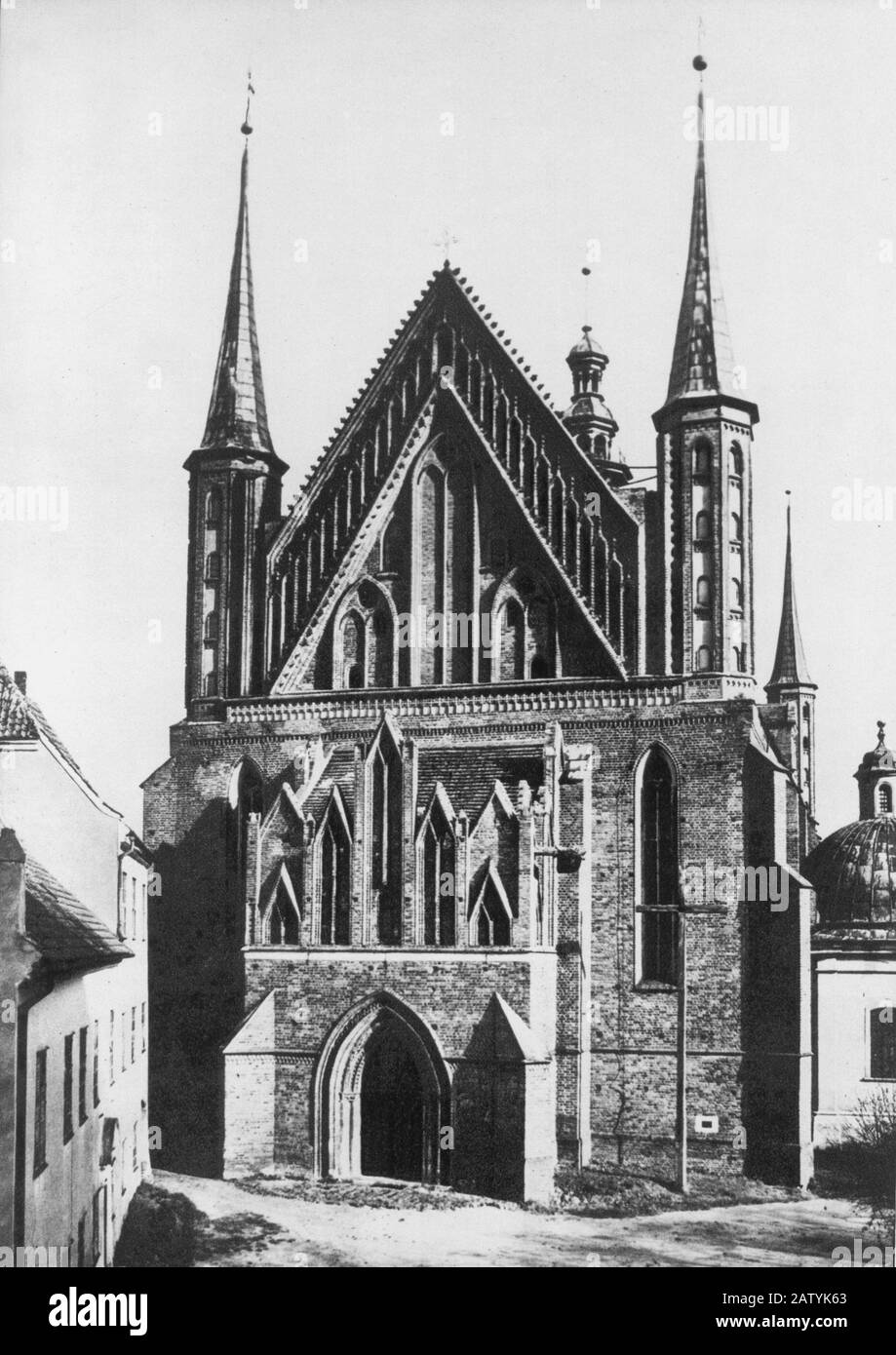 The gothic Frombork Cathedral ( built from 1329 to 1388 ) where was buried the celebrated polish astronomer NIKOLAJ  KOPERNIK ( Nicola COPERNICO - Tho Stock Photo
