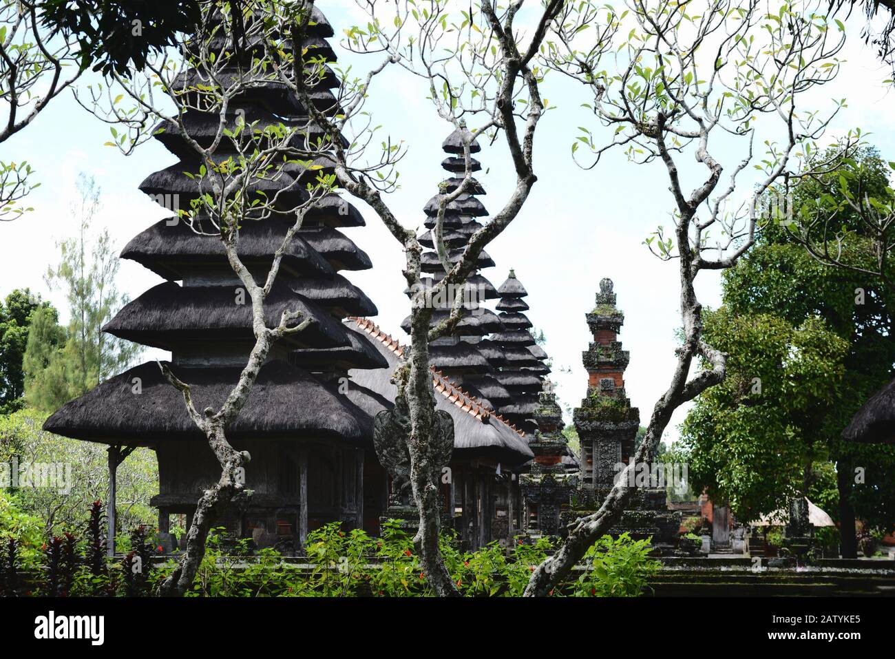 Taman Ayun Temple with Trees in Bali Indonesia Stock Photo