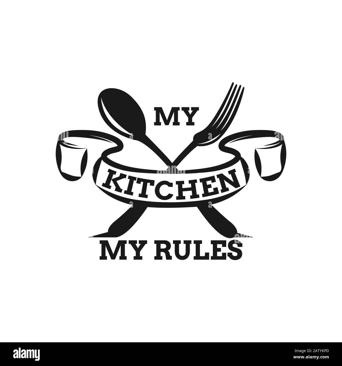 My kitchen my rules. Cooking related lettering poster. Vector vintage