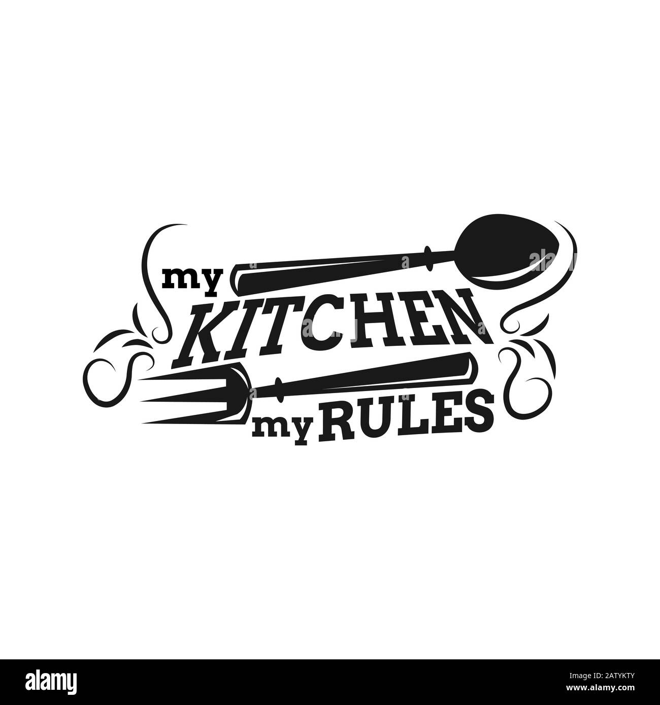My kitchen my rules. Cooking related lettering poster. Vector vintage