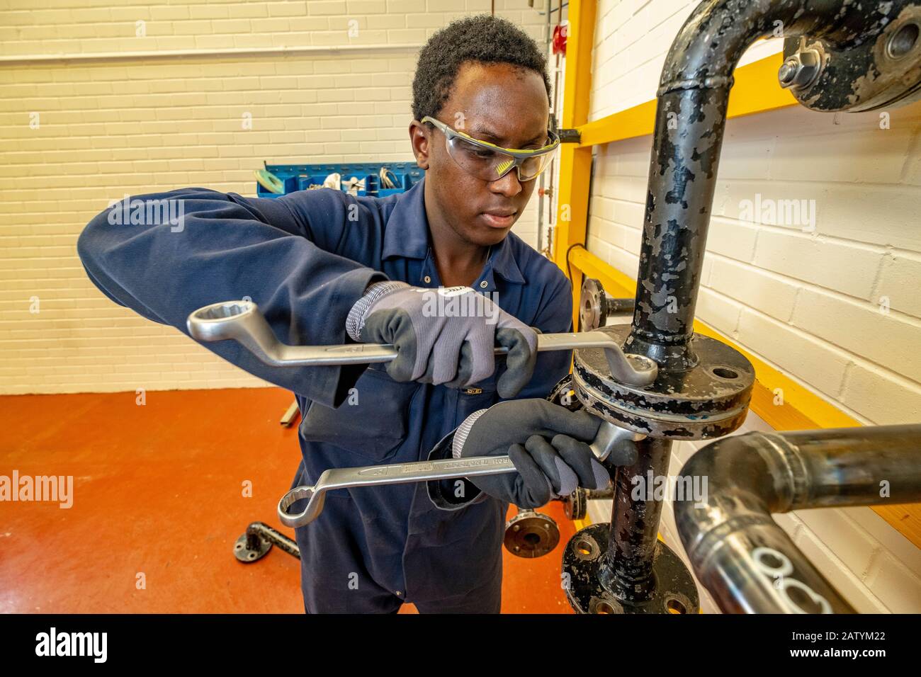 Apprentice engineers training Stock Photo