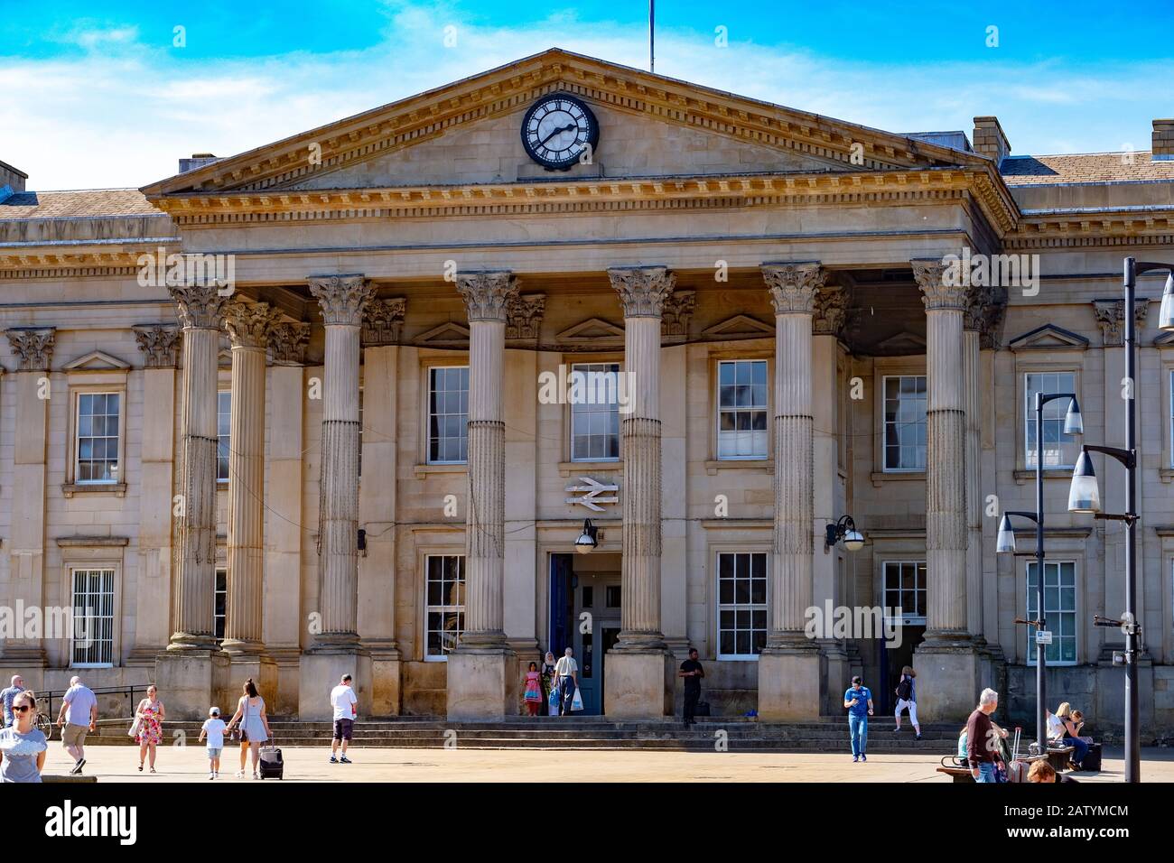 Huddersfield Railway Station and town centre Stock Photo