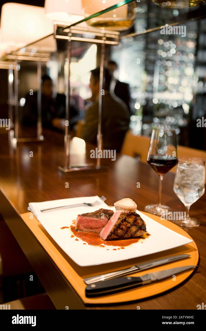 Gourmet beef based dish served at a luxury restaurant Stock Photo Alamy