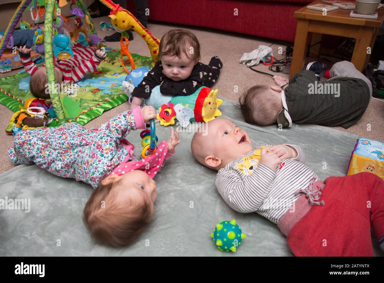 A group of babies at playgroup UK Stock Photo