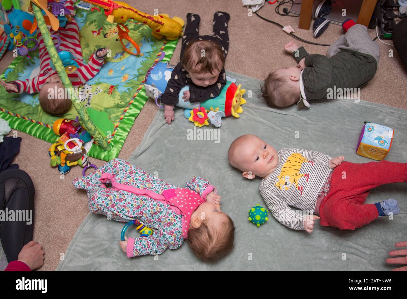 A group of babies at playgroup UK Stock Photo Alamy