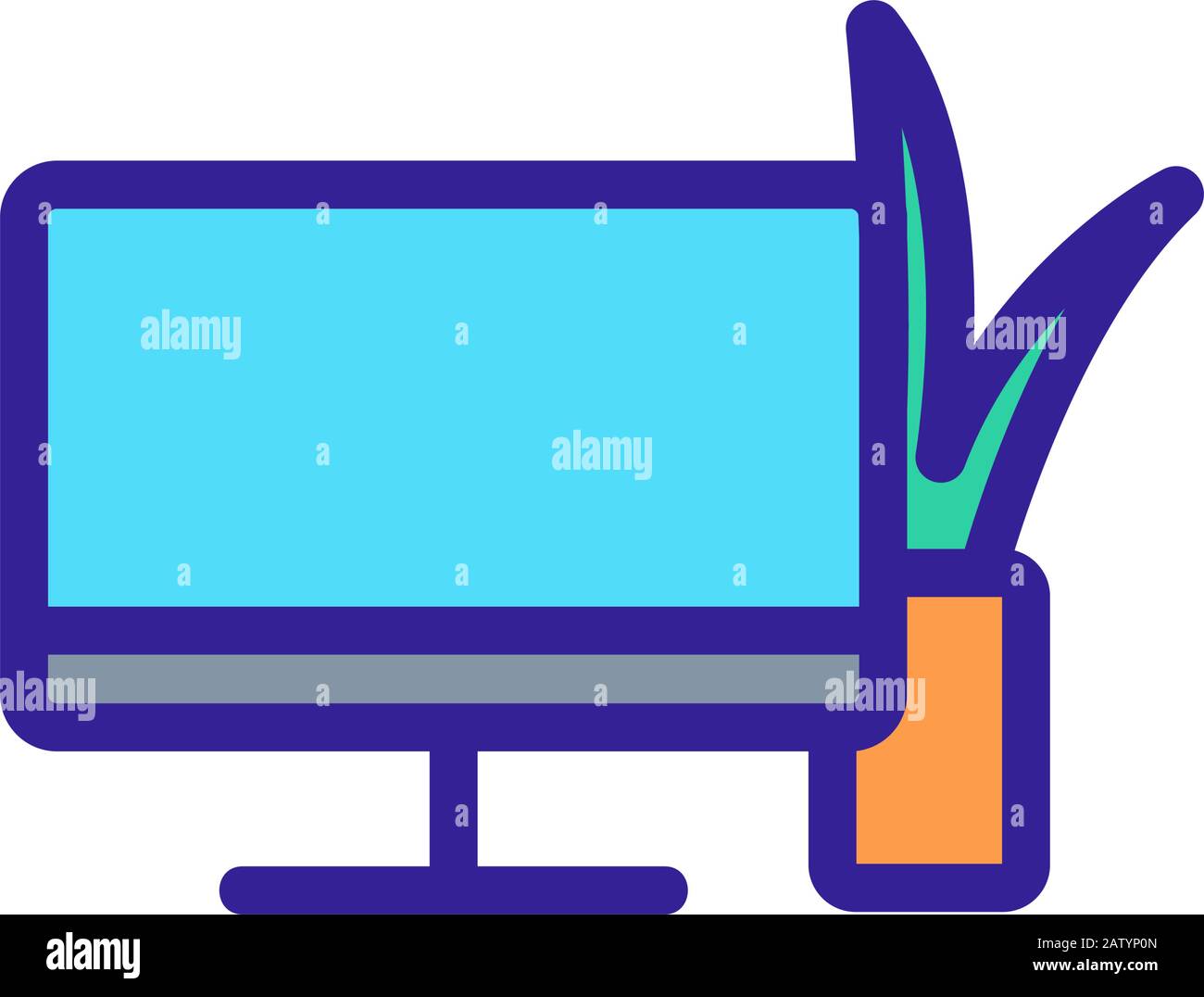 Monitor light bulb icon vector. Isolated contour symbol illustration ...