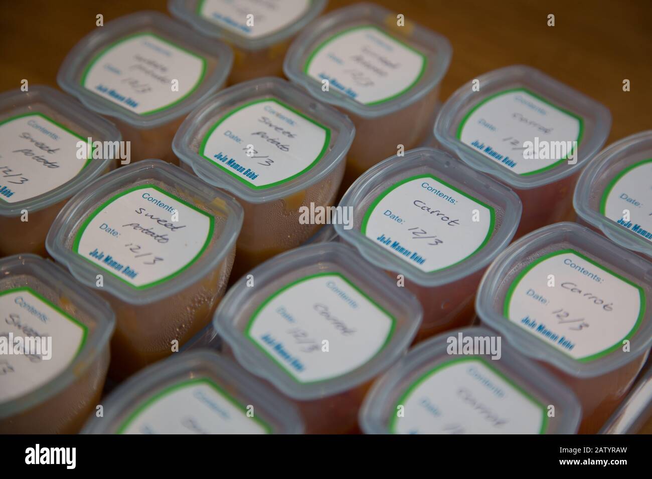 Pots of homemade baby food, batch cooking Stock Photo Alamy