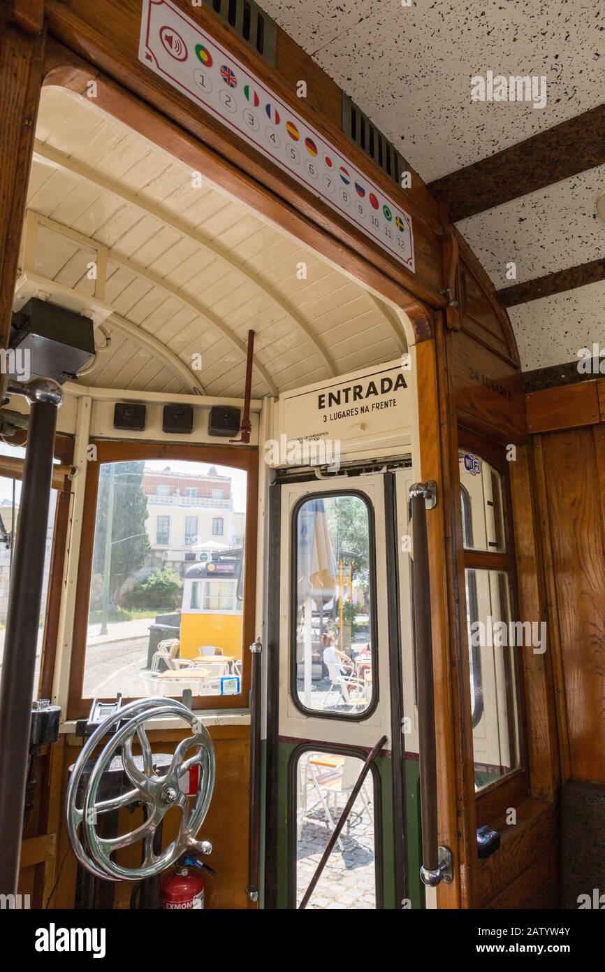 Inside a tram Stock Photo - Alamy