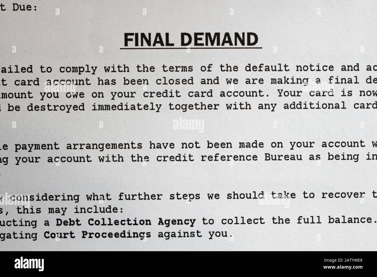 Collection Letter Final Notice from c8.alamy.com