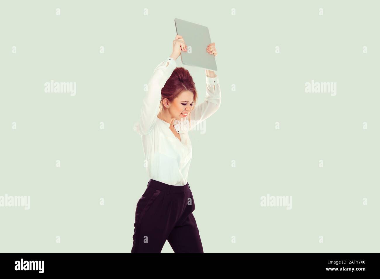 Break down at work. Girl office button shirt angry mad furious business ...