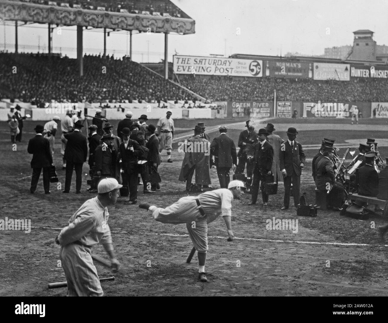 Baseball players warming up at the Polo Grounds - [1912] Stock Photo