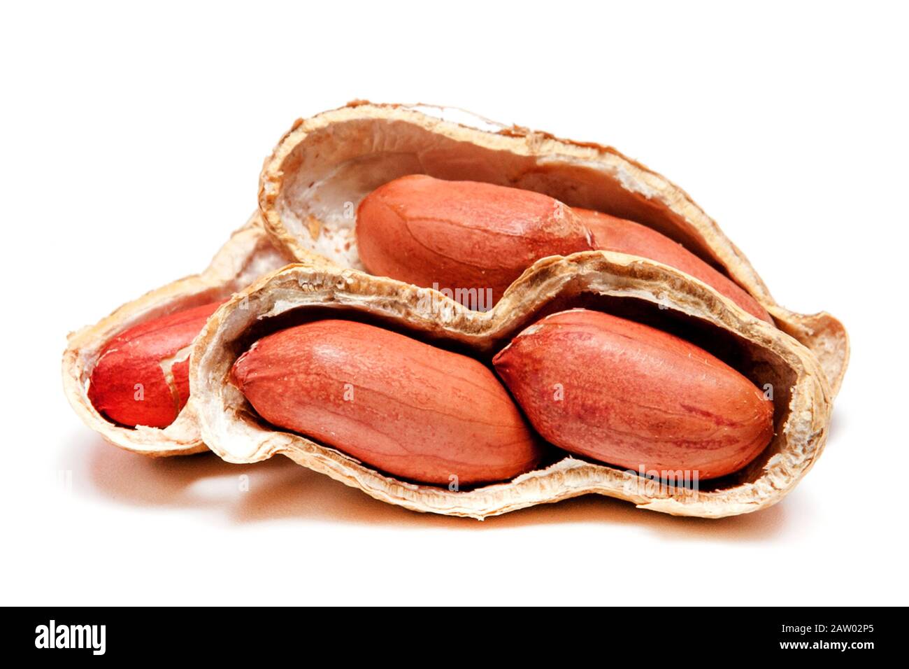 Large peeled peanuts closeup of beans in the shell. Unpeeled peanuts