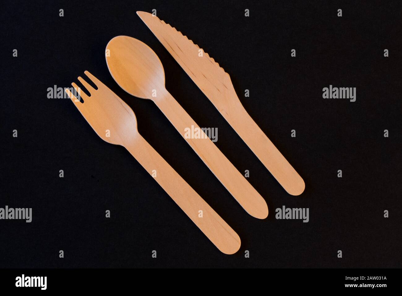 Wood Utensil Set Stock Photo