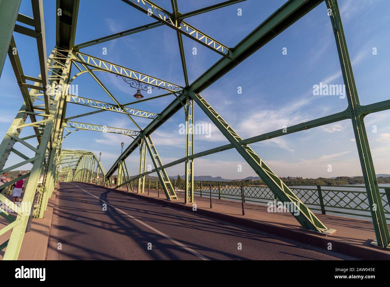 The Maria Valeria bridge joins Esztergom in Hungary and Sturovo in Slovakia. Stock Photo