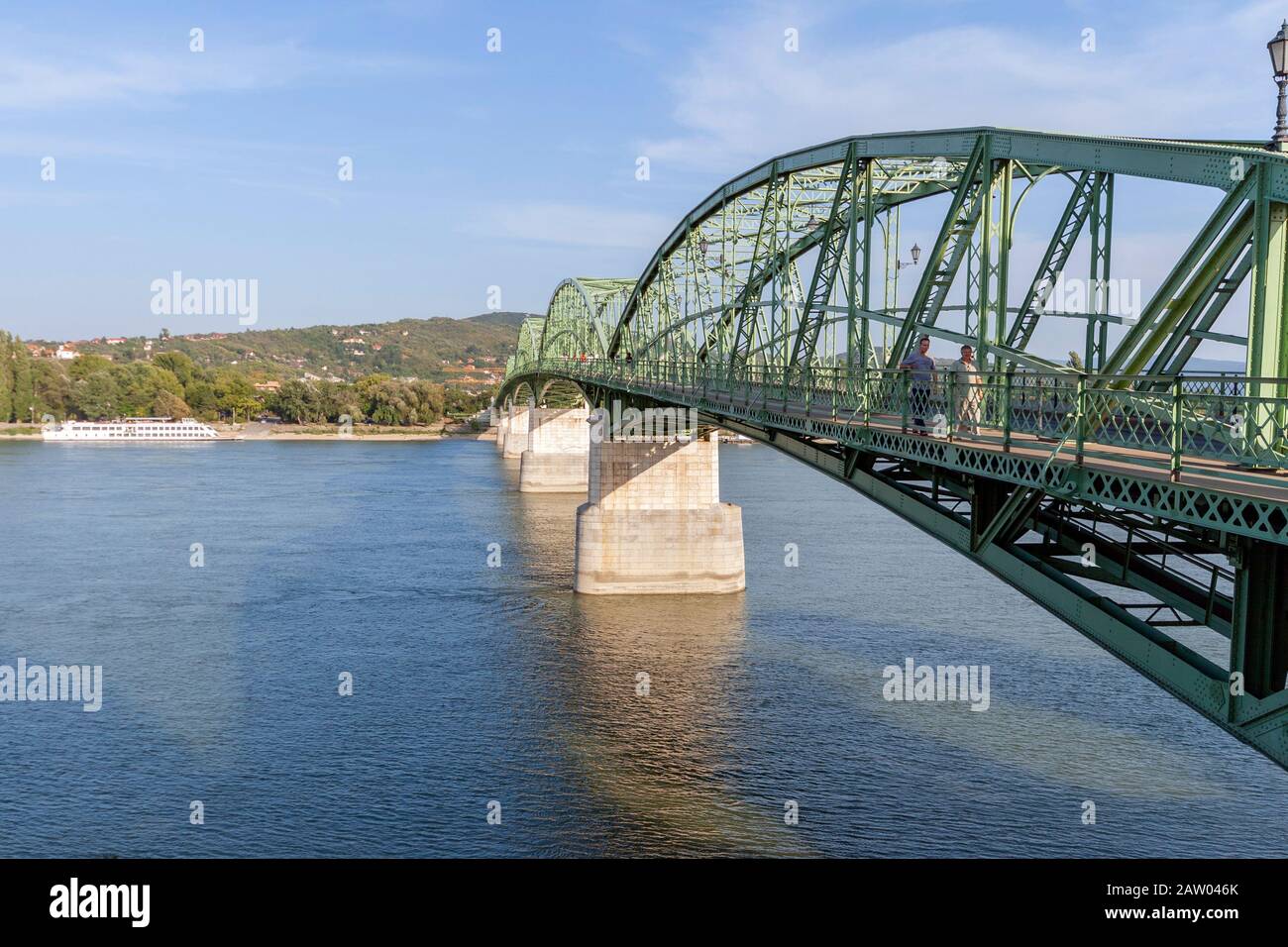 The Maria Valeria bridge joins Esztergom in Hungary and Sturovo in Slovakia. Stock Photo