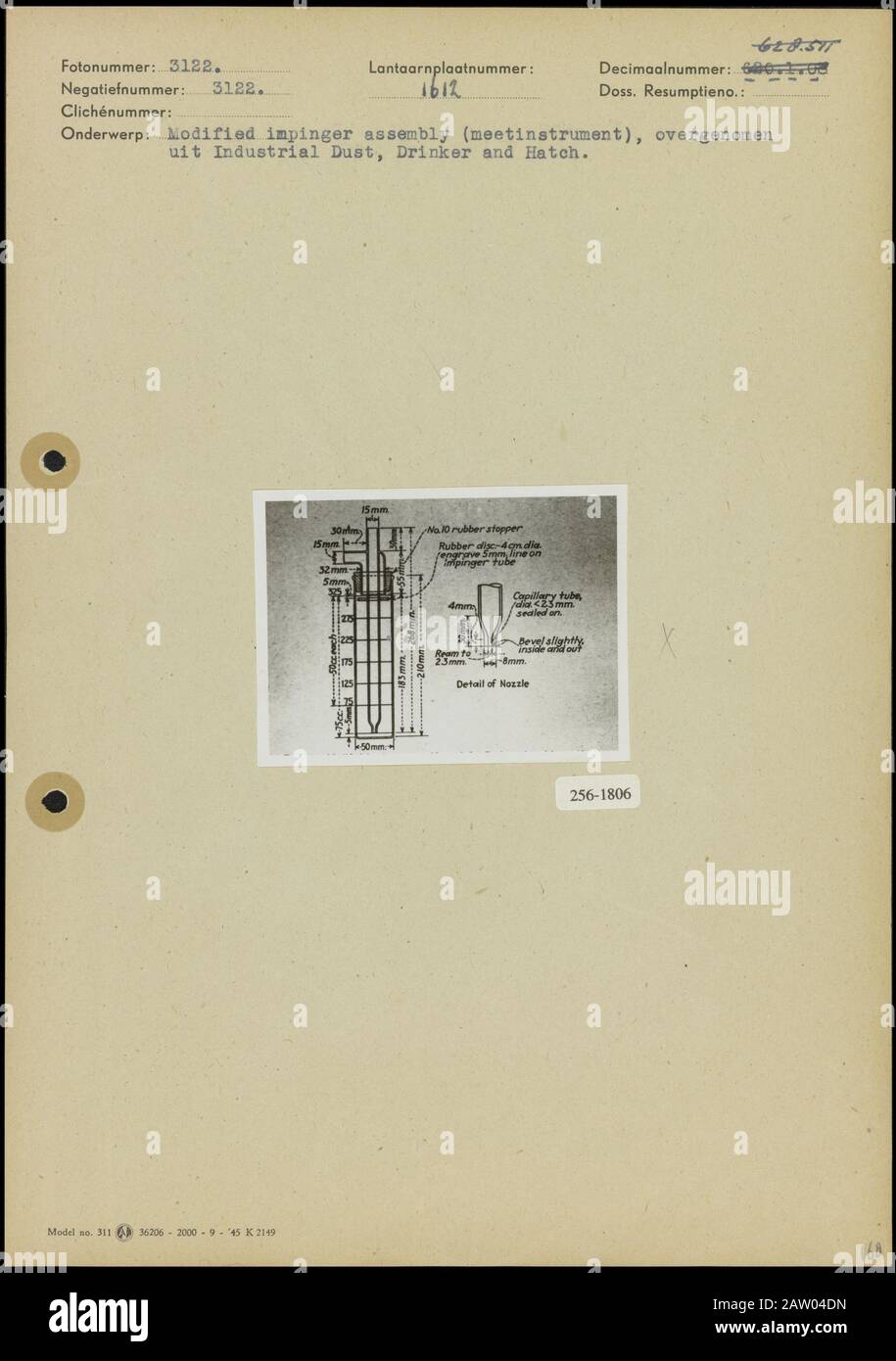 Modified impinger assembly (instrument) Date undated Keywords
