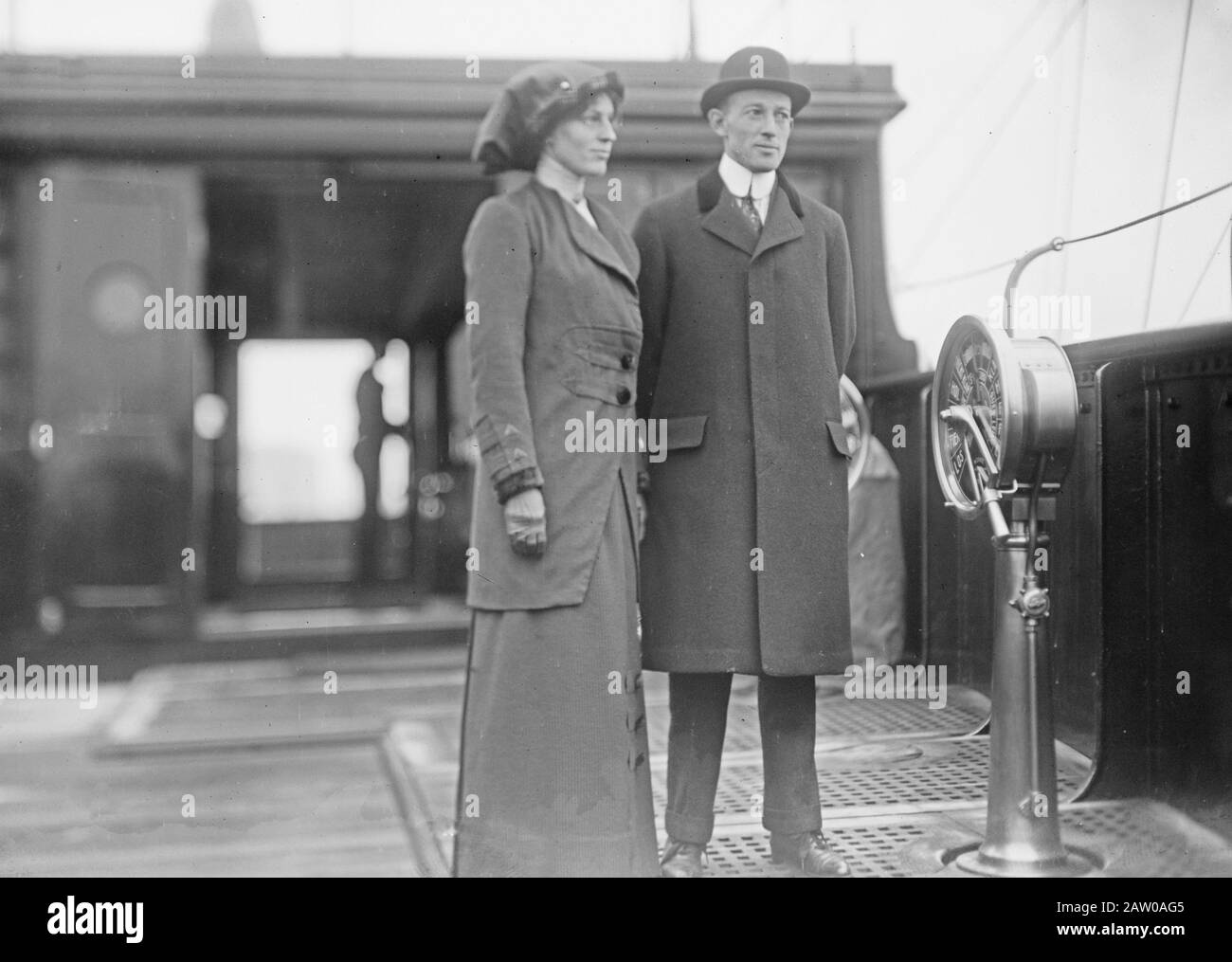 Francis Bowes Sayre (1885-1972) with President Woodrow Wilson's daughter, Jessie Woodrow Wilson (1887-1933) whom he married on Nov. 25, 1913. On December 1, 1913, they started their honeymoon voyage to Europe, aboard the North German Lloyd ship, 'Vulcan'. Stock Photo