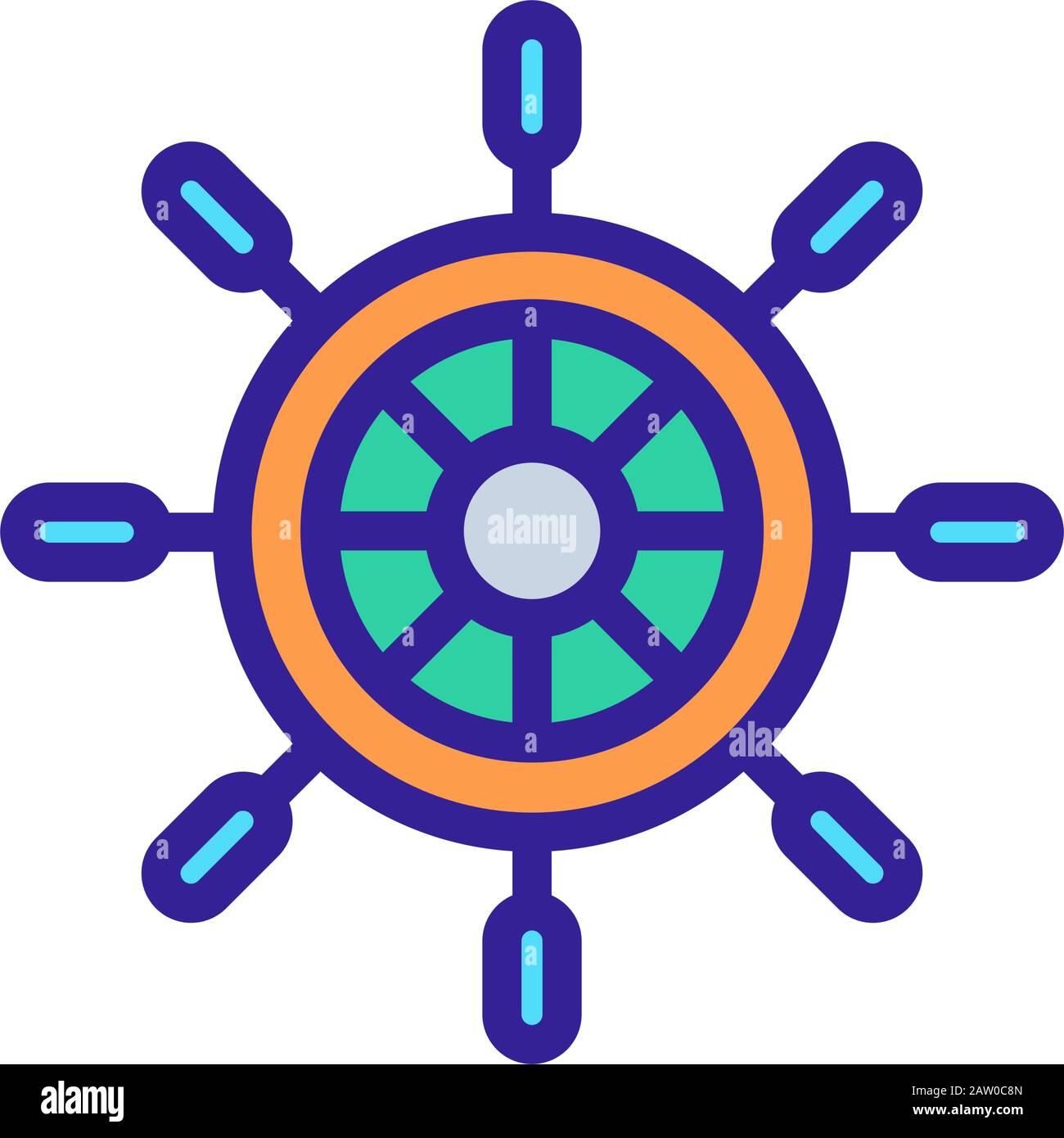 The steering wheel of the ship is an icon vector. Isolated contour