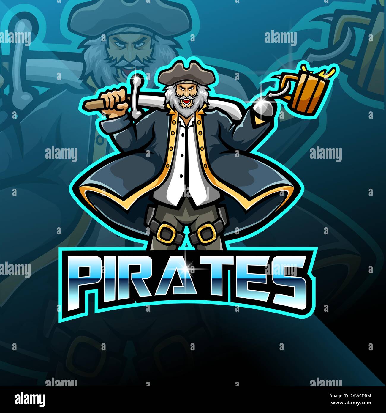 Pirates mascot gaming logo design Stock Vector Image & Art - Alamy