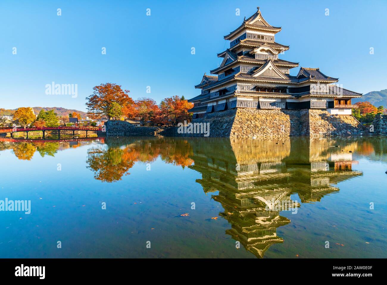 Beautiful Autumn of Matsumo Castle,Nagano,Japan Stock Photo