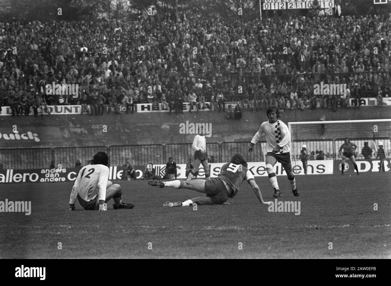 NEC v Feyenoord 0-2 game moments Annotation: The standing player Jan Peters Date: April 28, 1974 Location: Nijmegen Keywords: football Institution Name: Feyenoord Stock Photo