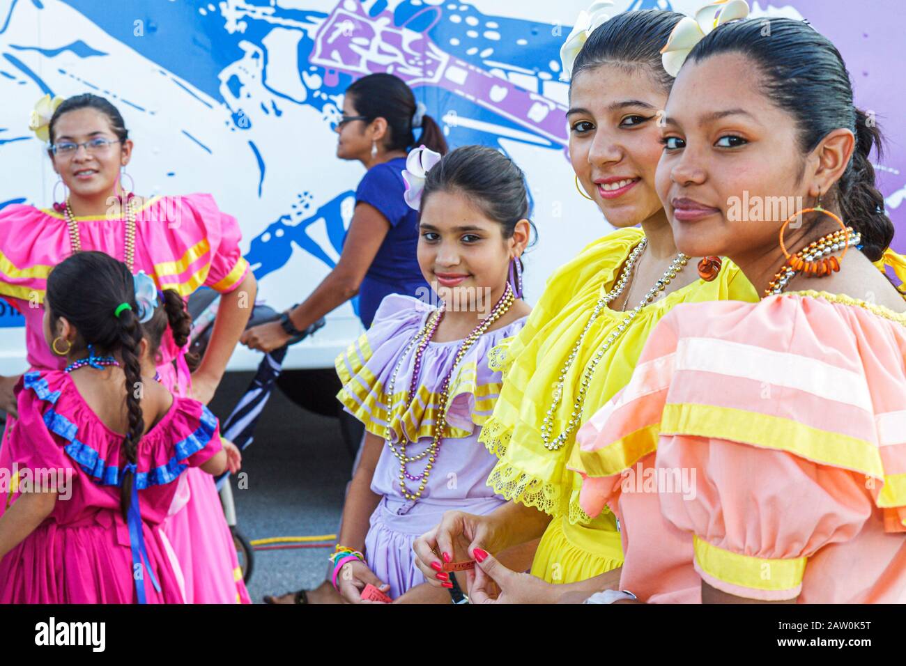Miami Florida,Arts in the Street,Independence of Central America & Mexico Cultural Integration Day,Hispanic Nicaraguan dressteen,teens teenager teenag Stock Photo