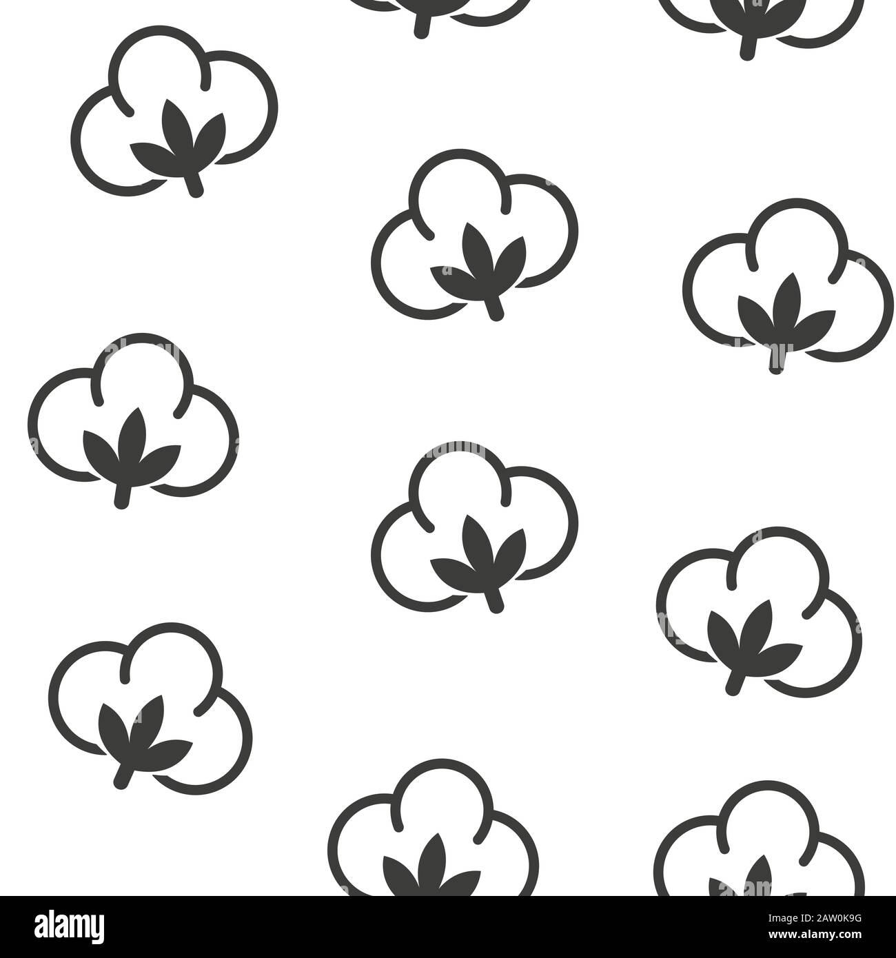 Cotton Flower Icon Seamless Pattern, Cotton Ball, Cotton Fiber Seamless