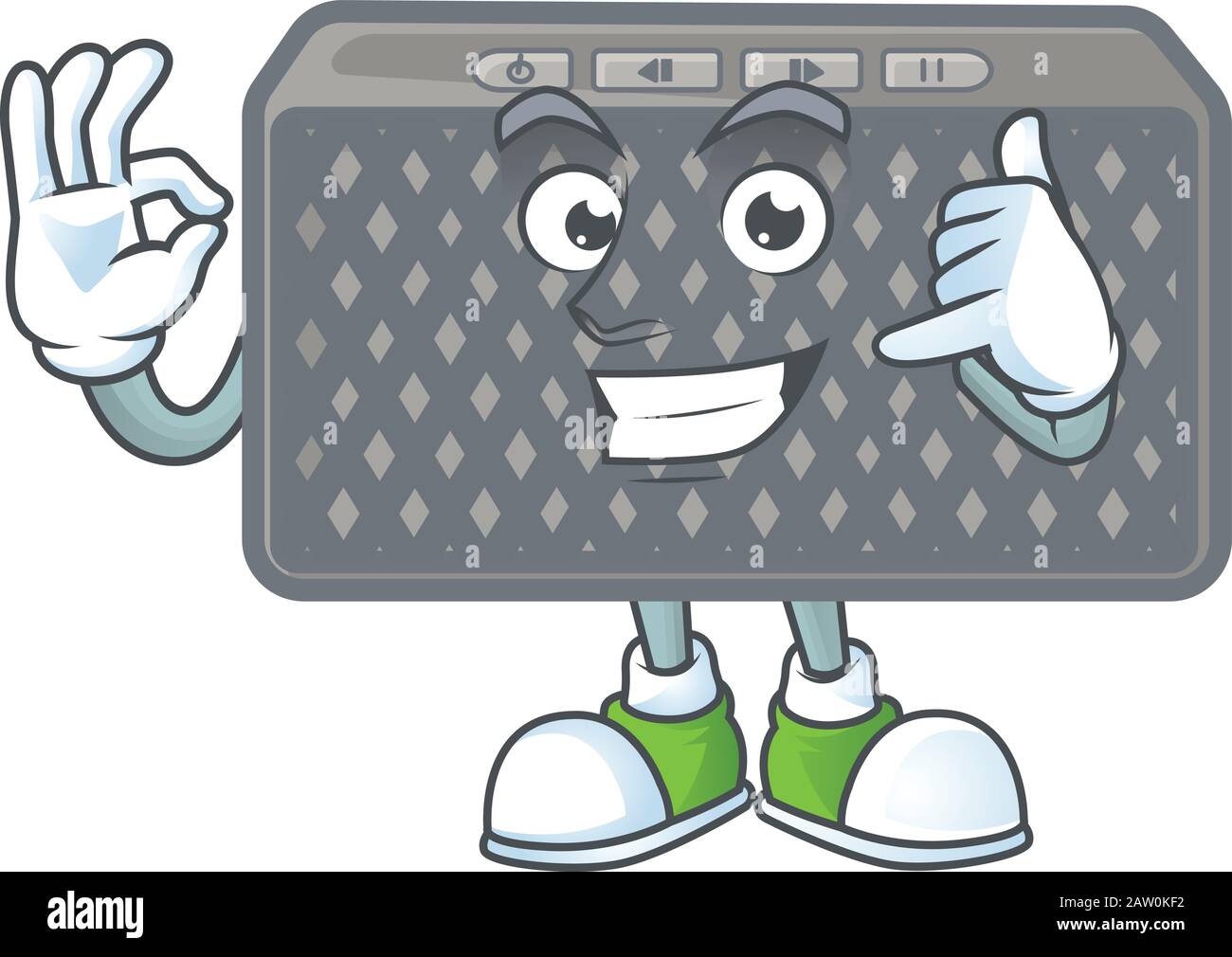 Call me funny wireless speaker mascot picture style Stock Vector Image