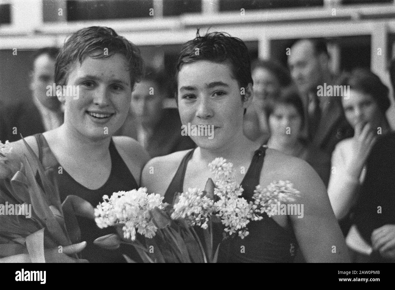 New Dutch swim record, left Marian Heemskerk and right Adrie Lasterie