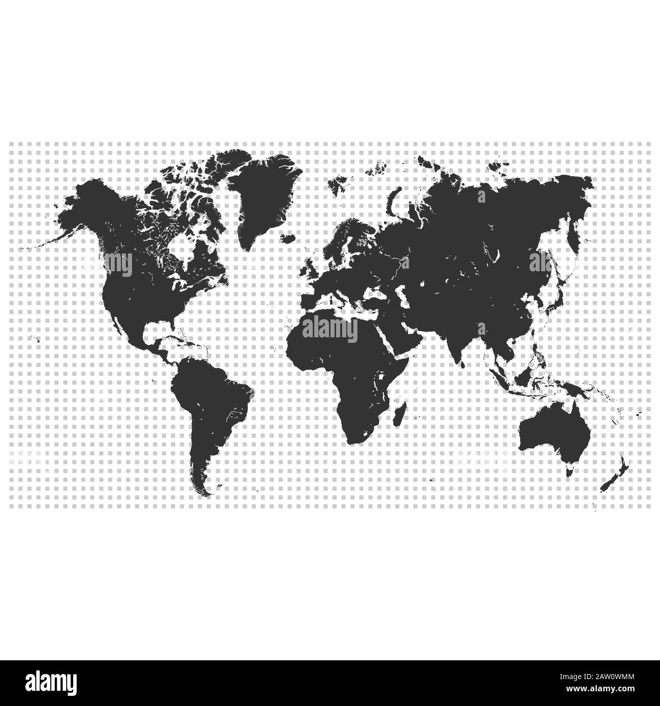 world map vector on white background. Realistic world map. isolated world map. editable vector. background,white and black, Stock Photo