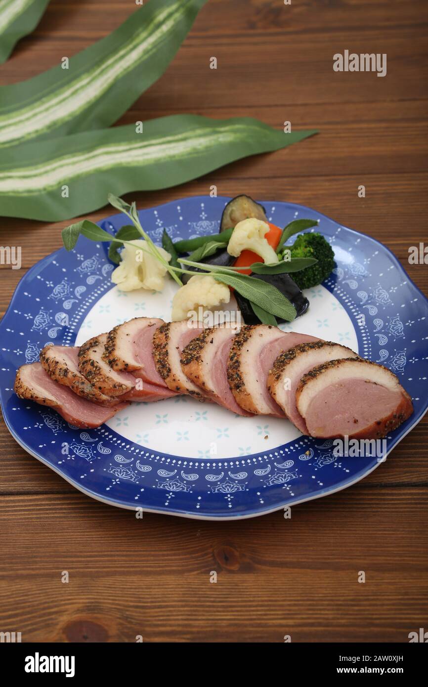 Pastrami of duck meat Stock Photo Alamy