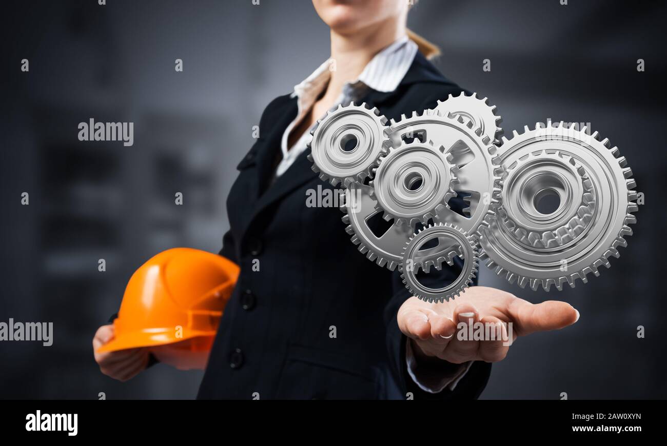 Woman construction tool gears hi-res stock photography and images - Alamy