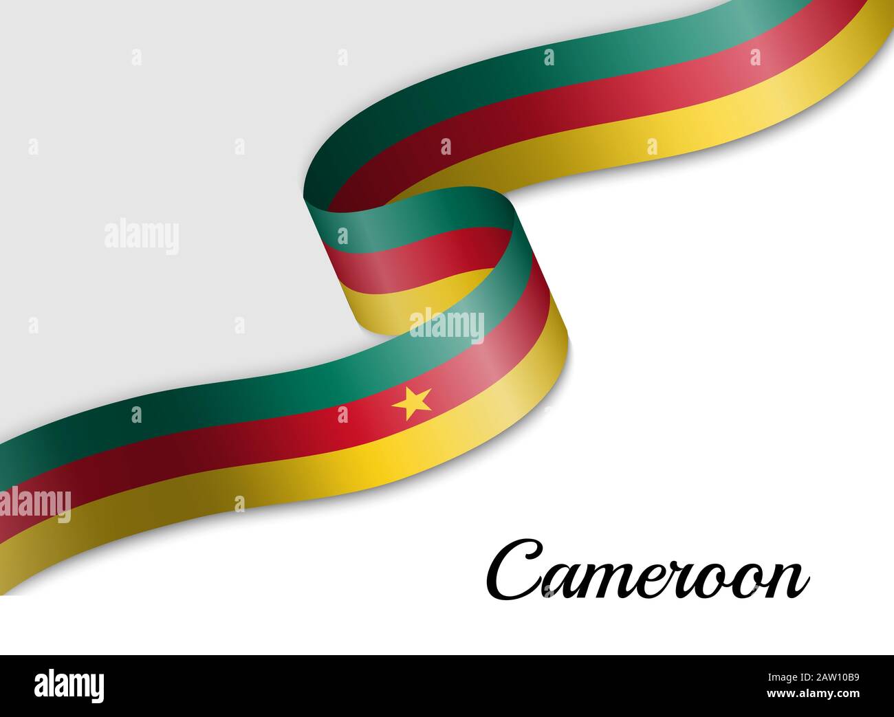waving ribbon flag of Cameroon. Template for independence day banner ...