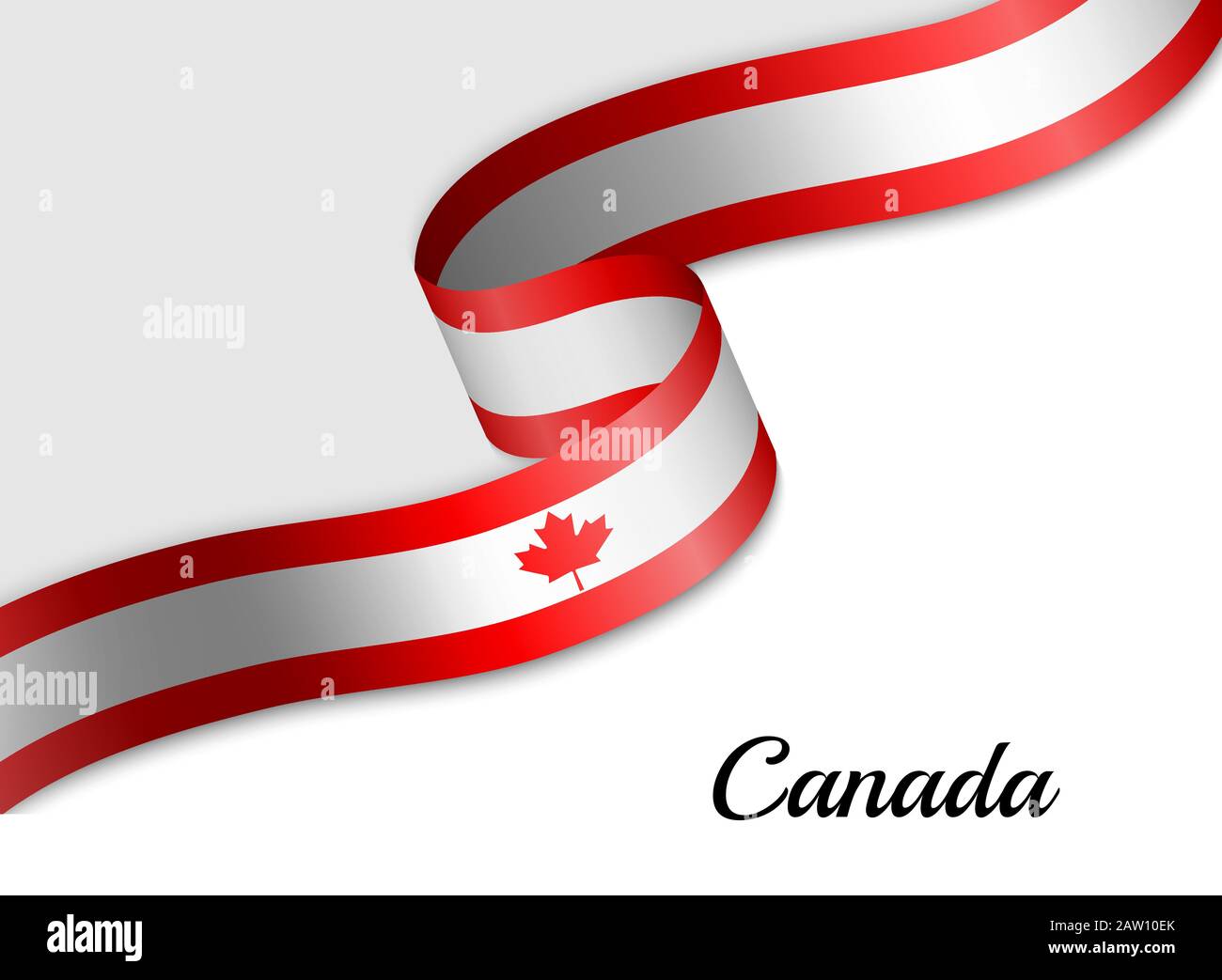 waving ribbon flag of Canada. Template for independence day banner Stock Vector